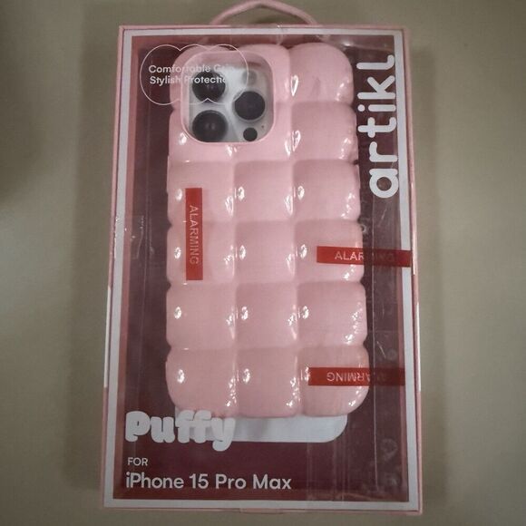 Artikl iPhone Pink Puffy Block Case For iPhone 15 Pro Max Comfortable Grip New - Picture 1 of 4